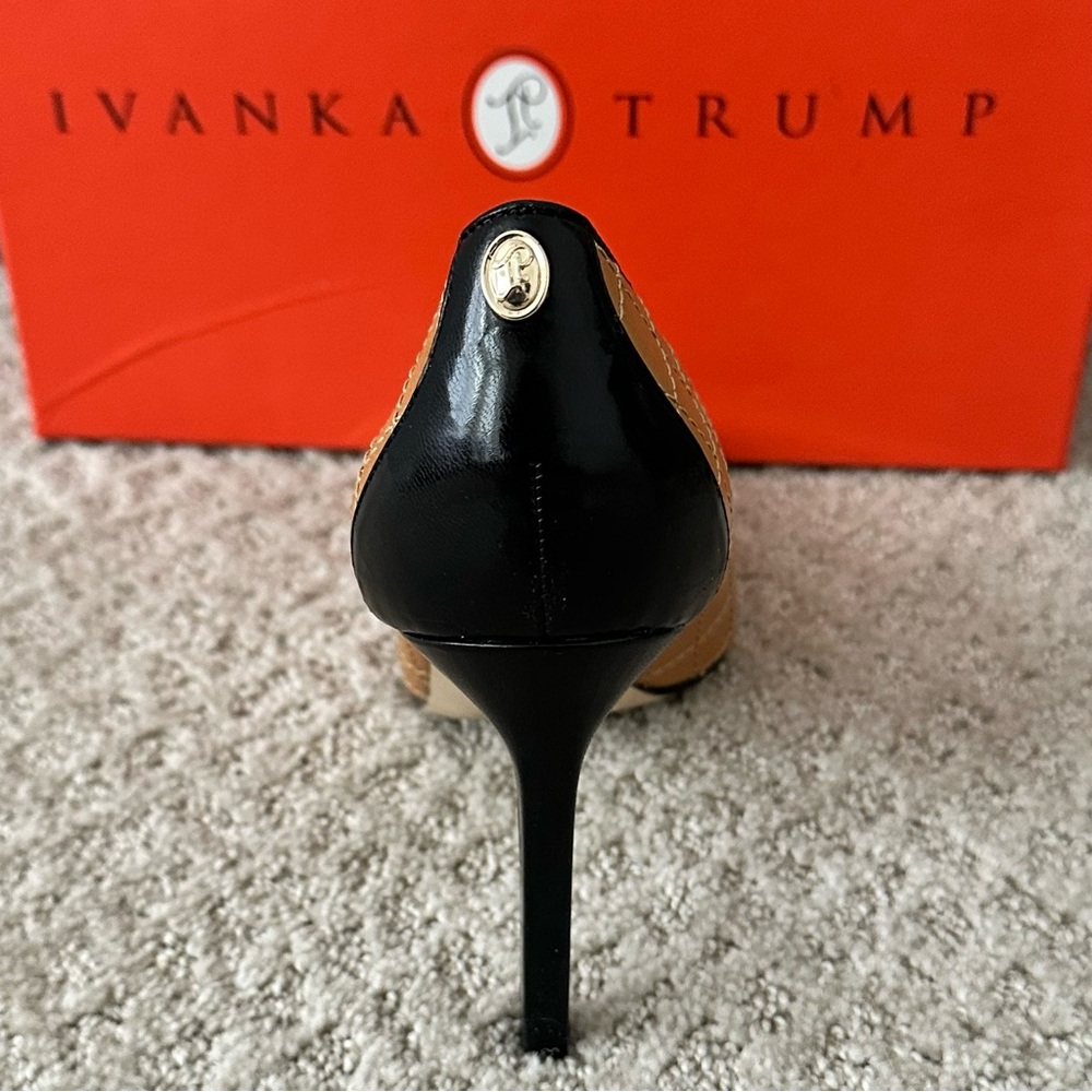 Ivanka Trump Black and Tan Pointy-Toe Heels - Picture 5 of 16